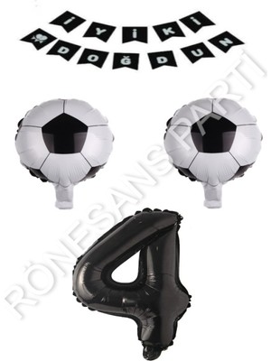 Feyza Design Yıldız Rakam Doğdun Balon Seti - Siyah, Yaş 4