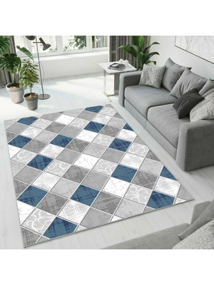 Colorix Carpet Dijital Baskı Dekoratif Kaymaz Taban Antibakteriyel Yıkanabilir Halı NO:2530