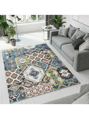 Colorix Carpet Dijital Baskı Dekoratif Kaymaz Taban Antibakteriyel Yıkanabilir Halı NO:2625