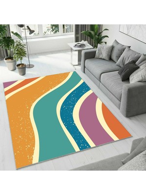 Colorix Carpet Dijital Baskı Dekoratif Kaymaz Taban Antibakteriyel Yıkanabilir Halı NO:2649