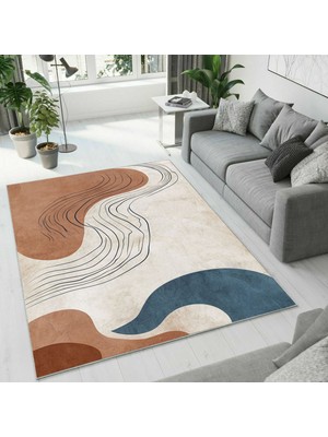 Colorix Carpet Dijital Baskı Dekoratif Kaymaz Taban Antibakteriyel Yıkanabilir Halı NO:2674