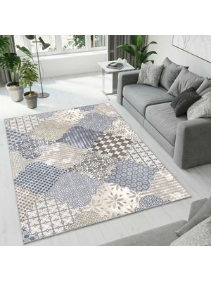 Colorix Carpet Dijital Baskı Dekoratif Kaymaz Taban Antibakteriyel Yıkanabilir Halı NO:2687