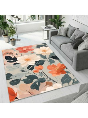 Colorix Carpet Dijital Baskı Dekoratif Kaymaz Taban Antibakteriyel Yıkanabilir Halı NO:2415