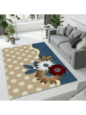 Colorix Carpet Dijital Baskı Dekoratif Kaymaz Taban Antibakteriyel Yıkanabilir Halı NO:2684