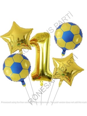 Feyza Design Sarı Lacivert Futbol Topu Folyo Balon Seti Yaş 1