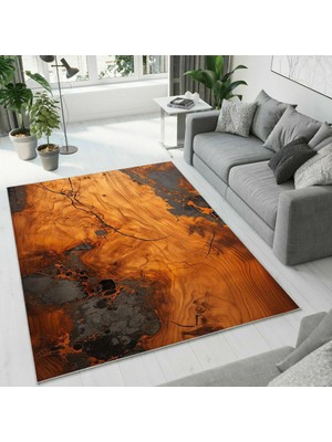 Colorix Carpet Dijital Baskı Dekoratif Kaymaz Taban Antibakteriyel Yıkanabilir Halı NO:2401