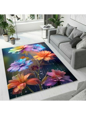 Colorix Carpet Dijital Baskı Dekoratif Kaymaz Taban Antibakteriyel Yıkanabilir Halı NO:2416
