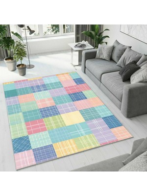 Colorix Carpet Dijital Baskı Dekoratif Kaymaz Taban Antibakteriyel Yıkanabilir Halı NO:2578