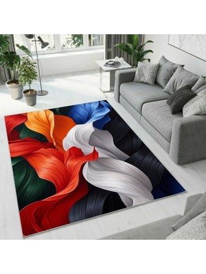 Colorix Carpet Dijital Baskı Dekoratif Kaymaz Taban Antibakteriyel Yıkanabilir Halı NO:2402