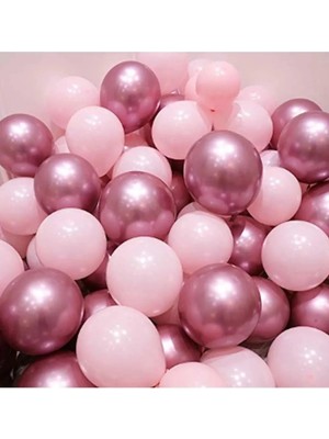 Feyza Design Pembe Krom ve Makaron Balon Seti - 30 Adet