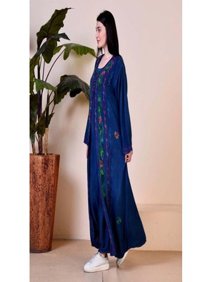 Fibula Otantik ve Bohem Işlemeli %95 Pamuk Standart Beden Ithal Maxi Elbise 36-46 Bedenlere Olur