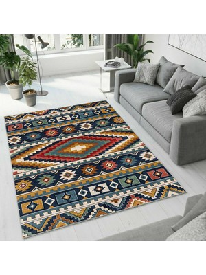 Colorix Carpet Dijital Baskı Dekoratif Kaymaz Taban Antibakteriyel Yıkanabilir Halı NO:2636