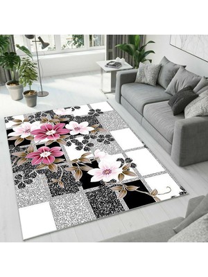 Colorix Carpet Dijital Baskı Dekoratif Kaymaz Taban Antibakteriyel Yıkanabilir Halı NO:2609