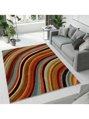 Colorix Carpet Dijital Baskı Dekoratif Kaymaz Taban Antibakteriyel Yıkanabilir Halı NO:2646