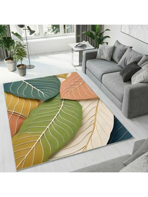 Colorix Carpet Dijital Baskı Dekoratif Kaymaz Taban Antibakteriyel Yıkanabilir Halı NO:2729