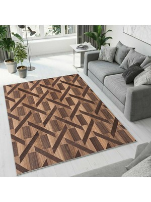 Colorix Carpet Dijital Baskı Dekoratif Kaymaz Taban Antibakteriyel Yıkanabilir Halı NO:2798