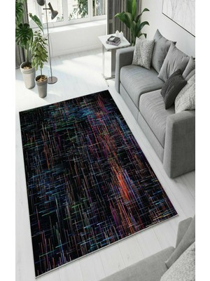 Colorix Carpet Dijital Baskı Dekoratif Kaymaz Taban Antibakteriyel Yıkanabilir Halı NO:2351
