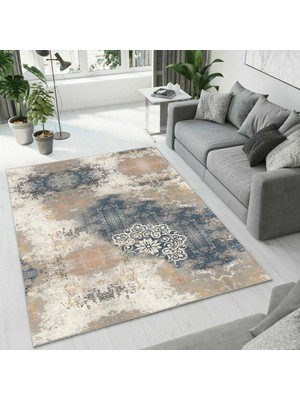 Colorix Carpet Dijital Baskı Dekoratif Kaymaz Taban Antibakteriyel Yıkanabilir Halı NO:2517