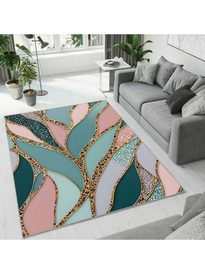 Colorix Carpet Dijital Baskı Dekoratif Kaymaz Taban Antibakteriyel Yıkanabilir Halı NO:2691