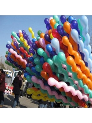 Feyza Design Çok Renkli Spiral Burgu Balon 100 cm 50 Adet