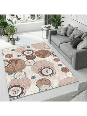 Colorix Carpet Dijital Baskı Dekoratif Kaymaz Taban Antibakteriyel Yıkanabilir Halı NO:2527
