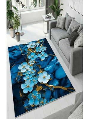 Colorix Carpet Dijital Baskı Dekoratif Kaymaz Taban Antibakteriyel Yıkanabilir Halı NO:2346