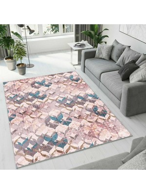 Colorix Carpet Dijital Baskı Dekoratif Kaymaz Taban Antibakteriyel Yıkanabilir Halı NO:2524