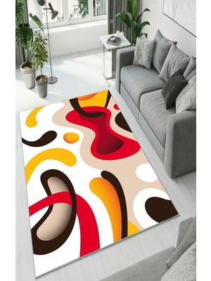 Colorix Carpet Dijital Baskı Dekoratif Kaymaz Taban Antibakteriyel Yıkanabilir Halı NO:2367