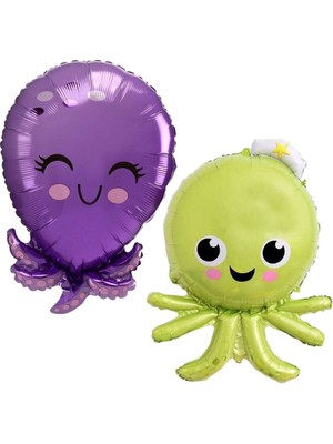 Feyza Design Gülümseyen Denizler Alemi Octopus Folyo Balonlar 2 Adet