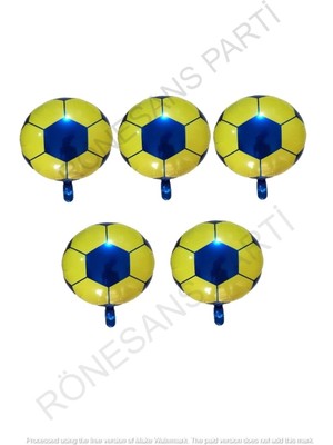 Feyza Design Sarı Lacivert Folyo Futbol Topu Balon Seti 45 cm 5 Adet