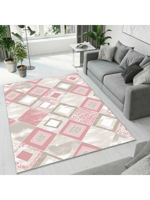 Colorix Carpet Dijital Baskı Dekoratif Kaymaz Taban Antibakteriyel Yıkanabilir Halı NO:2603