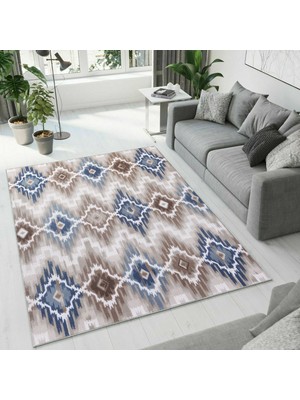 Colorix Carpet Dijital Baskı Dekoratif Kaymaz Taban Antibakteriyel Yıkanabilir Halı NO:2595