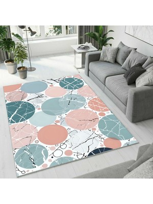 Colorix Carpet Dijital Baskı Dekoratif Kaymaz Taban Antibakteriyel Yıkanabilir Halı NO:2547