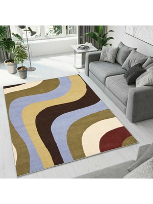Colorix Carpet Dijital Baskı Dekoratif Kaymaz Taban Antibakteriyel Yıkanabilir Halı NO:2672