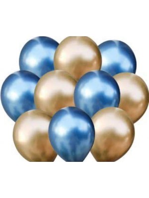 Feyza Design Mavi 5 Inç Mini Krom Balon 20 Adet, Parti ve Eğlence Malzemeleri
