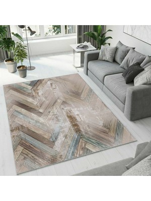 Colorix Carpet Dijital Baskı Dekoratif Kaymaz Taban Antibakteriyel Yıkanabilir Halı NO:2500