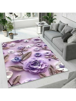 Colorix Carpet Dijital Baskı Dekoratif Kaymaz Taban Antibakteriyel Yıkanabilir Halı NO:2722