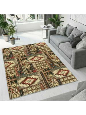 Colorix Carpet Dijital Baskı Dekoratif Kaymaz Taban Antibakteriyel Yıkanabilir Halı NO:2611