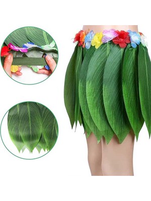 EkoAlışverişDünyam Tropikal Esintili Hawaii Yapraklı Parti Eteği Yetişkin Boy