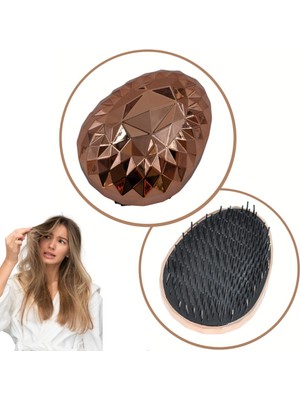 Özgün Adım® Rose Gold Saç Düzleştirici Tarak Geniş Aralıklıher Saç Tipine Uygun Fırçalı Saç Düzleştiric