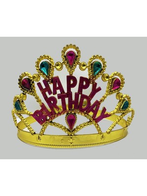 EkoAlışverişDünyam Altın Renk Happy Birthday Yazılı Doğum Günü Tacı 60 cm (5510)
