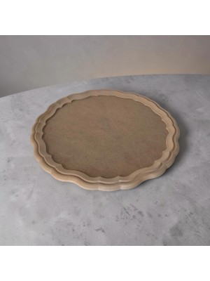 Ahşap-Boyanabilir-Yuvarlak-Dekoratif Sunumluk Tepsi