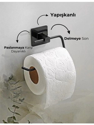 TE Dükkan Buğz Metal Siyah Tuvalet Kağıtlığı