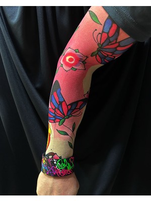 Giyilebilir Kol Dövmesi Çorap Dövme 3D Baskılı Kol Bacak Dövme 2 Adet Model 20