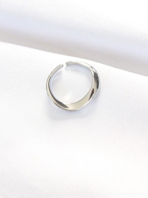 TE Dükkan Buğz Yassı Silver Renk Ayarlanabilir Yüzük - Buğz