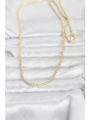 Alvo Store Buğz cm 14K Gold Renk Burgu Model Zincirli 60 cm Kadın Kolye - Buğz