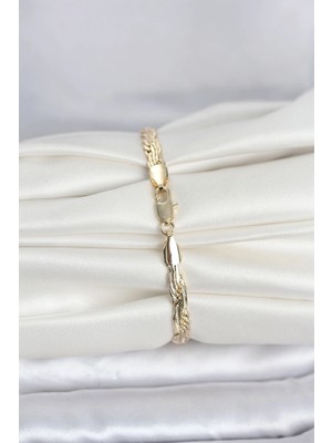Alvo Store Buğz cm 14K Gold Renk Ezme Sarmal Zincir Model Kadın Bileklik - Buğz