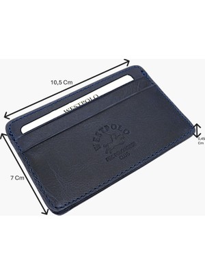 Westpolo Eskitme Hakiki Deri Unisex Ince Kartlık - Lacivert