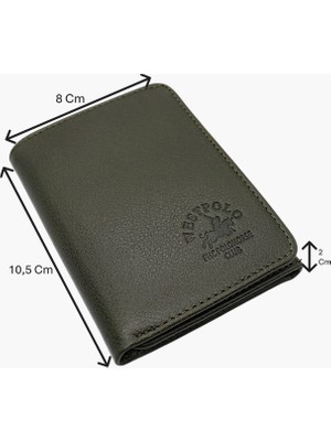 Westpolo Hakiki Deri Kağıt Para ve Kart Bölmeli Unisex Cüzdan - Yeşil
