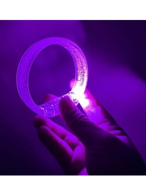 EkoAlışverişDünyam Mor LED Işıklı Baskı Yapılabilen Pilli Bileklik Bilezik 1,5 cm Genişlik
